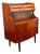 Mid Century Danish Modern Secretary Desk Teak Drawers Office Vintage Glass Door For Sale