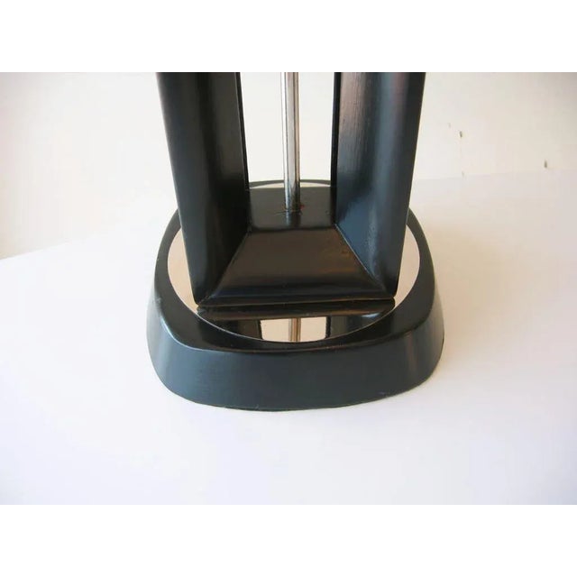 1960s Mid Century Modern Danish Tall Lamp With Quartz and Black Wood 1960's For Sale - Image 5 of 7