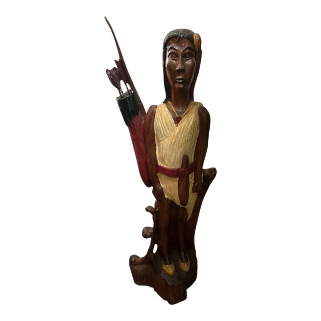 1970s Wooden Native American Vintage Cigar Sculpture For Sale