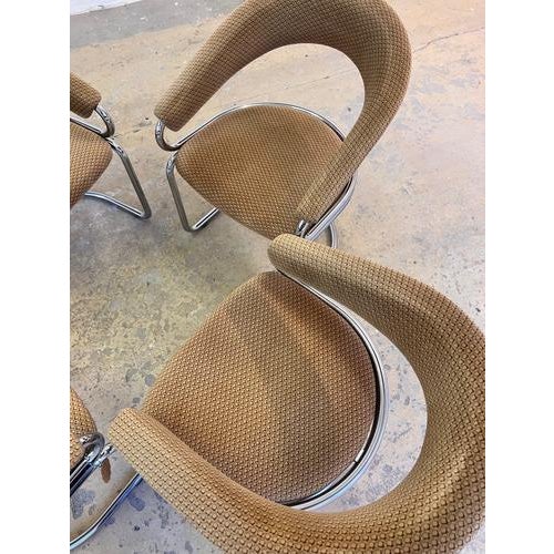 Cantilever Chair in Beige Chrome by Giotto Stoppino For Sale - Image 10 of 11