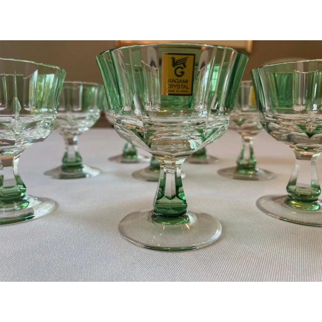 Glass New Kagami Crystal “Bamboo” Liqueur/Sake Glasses – Set of 8 For Sale - Image 7 of 10