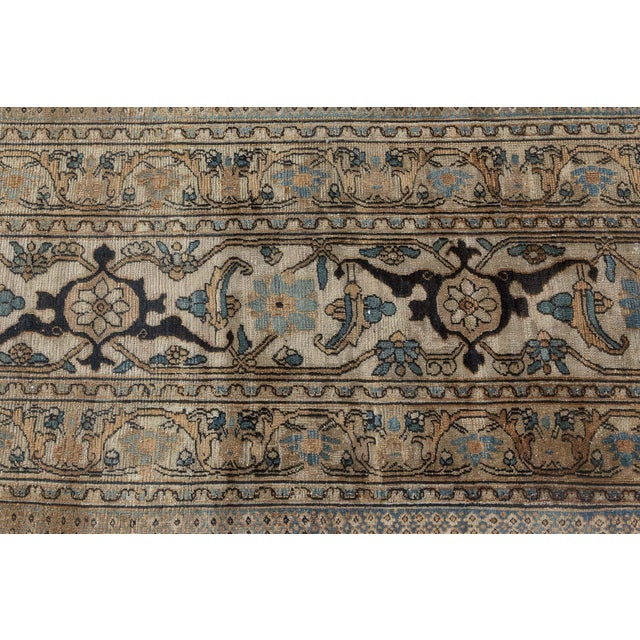 19th Century Persian Meshad Botanic Handwoven Wool Rug For Sale - Image 4 of 8