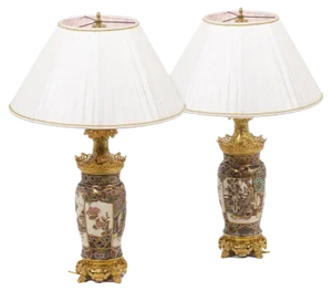 Satsuma Earthenware Lamps, Circa 1880, Set of 2