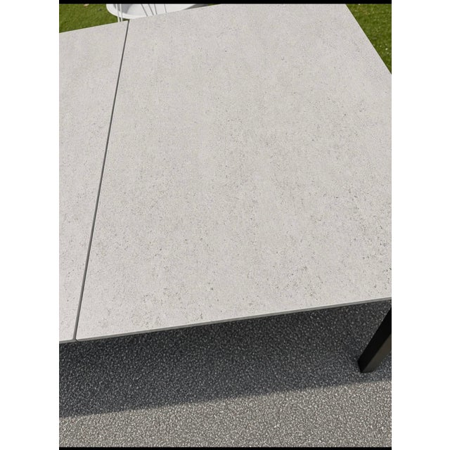 Contemporary Brown Jordan Adapt 96” Outdoor Dining Table – Nebbia Dekton Stone Top – Contemporary Aluminum Frame For Sale - Image 3 of 9