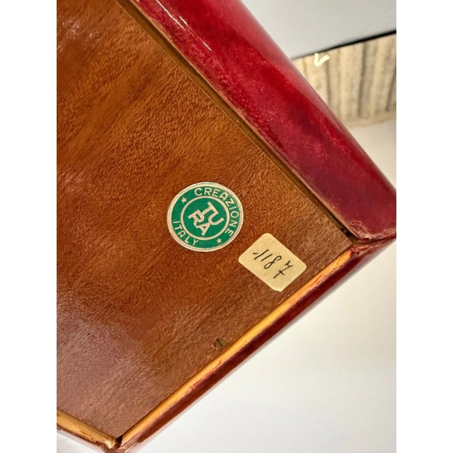 Aldo Tura, Italian Mid-Century Modern, Carafe, Brass, Red Lacquered Goatskin For Sale - Image 10 of 10