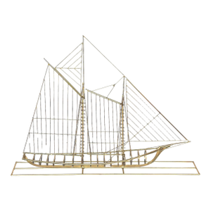 Monumental Curtis Jere Brass Sailboat Sculpture, Signed and Dated 1976