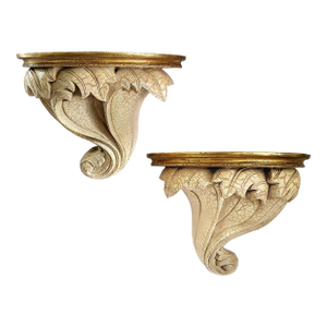 Corbel Wall Sconce Shelves - Extra-Large Pair Antique Style