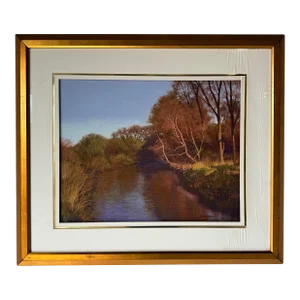 Robert Frank Landscape Oil Pastel on Paper Painting, Framed