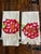 Traditional Vintage Mid Century Hand Painted Linen Tea Towels (Or Hand Kitchens Towels) Red Floral design.fringe Ivory Set of 2 /13” X 17” For Sale - Image 3 of 7