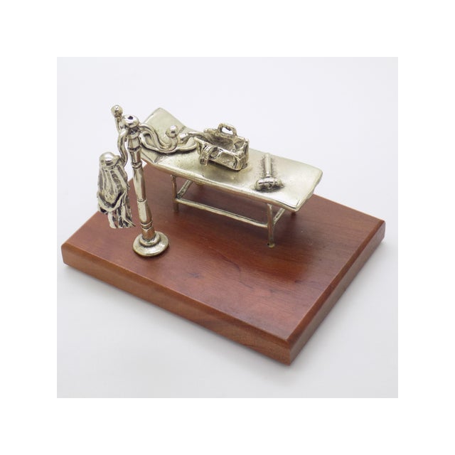 Vintage Italian Silver Doctors Cabinet Scene on Wooden Base attributed to Sacchetti, 1970s For Sale - Image 6 of 13