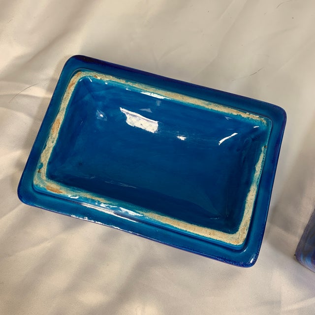 Ceramic Rimini Blue Bittosi Floral Motif Trinket Box Made in Italy C. 1960s by Mario Bellini For Sale - Image 7 of 8