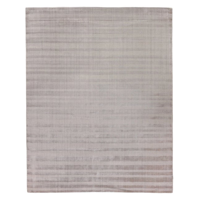 Iscar Hand loom Wool/Viscose Ash Rug-6'x9" For Sale