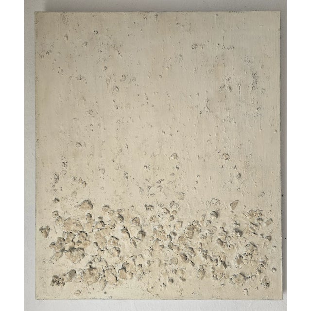24"x H. 28" 'California Beach' #2 - Natural Palette Abstract Relief Seascape / Seaside / Marine Oil Painting / Earth Tones/ Pacific Ocean For Sale - Image 11 of 13