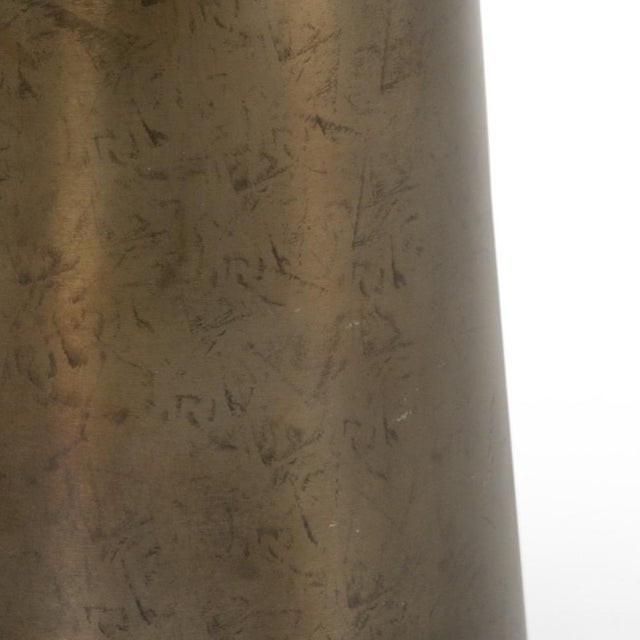 Rustic modern drinks table, bronze finish over iron with cast concrete top. 24h x 14w x 14d