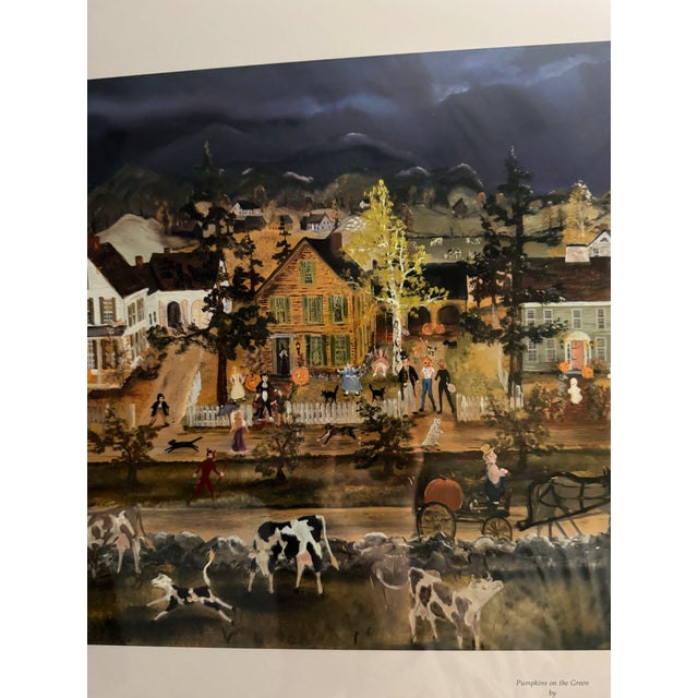 American "Pumpkins on the Green" Will Moses Signed & Numbered Limited Edition Custom-Framed 1990s Print For Sale - Image 3 of 11