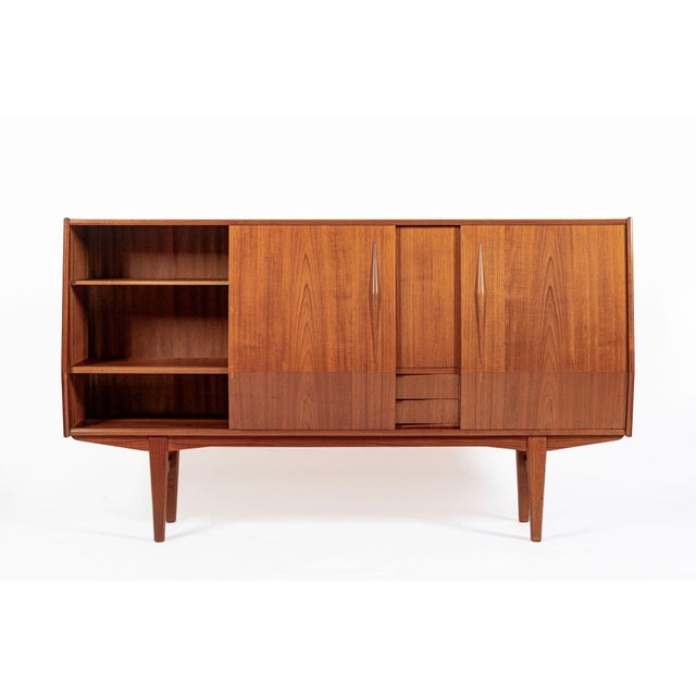 Mid-Century Modern Mid-Century Danish Modern Teak High Sideboard or Bar Cabinet 1960s For Sale - Image 3 of 17