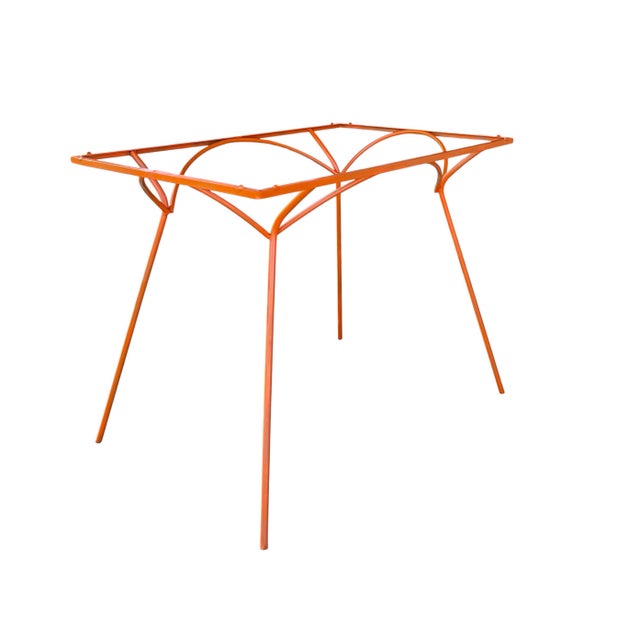 Mid-Century Modern 1950s Iron Outdoor Dining Table With Glass Top For Sale - Image 3 of 5