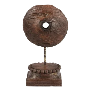 Rustic 1800s Antique Pulley Repurposed Display on Vintage Column Base