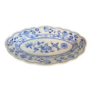 Antique Meissen Small Blue Onion Patterned Oval Dish For Sale