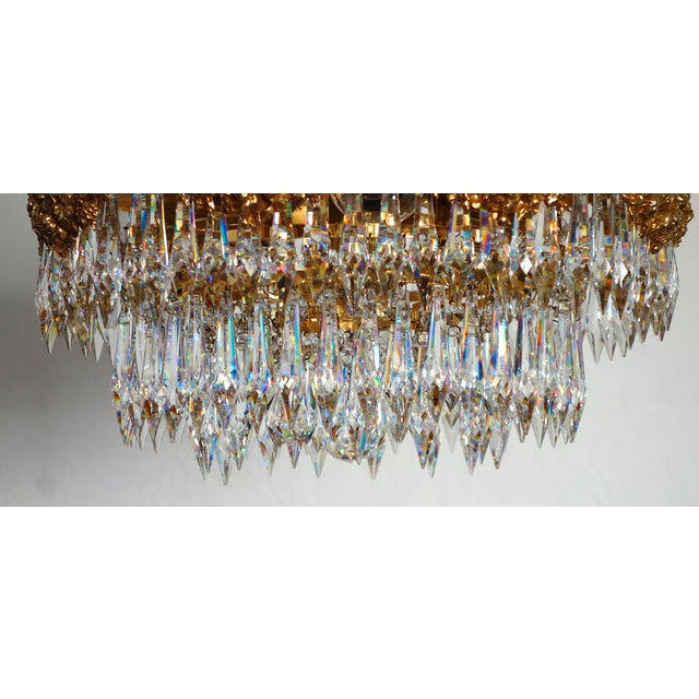 Mid-Century Modern Brass and Crystal Ceiling Lamp from Palwa, 1950s For Sale - Image 3 of 13