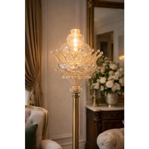 Vintage Floor Lamp in Precious Gold Murano Glass, 1960 For Sale - Image 4 of 18