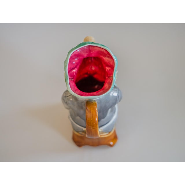 Gold 19th Century French Hand Painted Ceramic Barbotine Pig Pitcher by Onnaing For Sale - Image 8 of 8