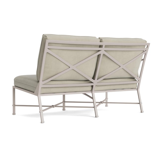 Not Yet Made - Made To Order Brown Jordan Venetian Left Arm Loveseat, Dove frame with Fusion Meadow fabric For Sale - Image 5 of 11