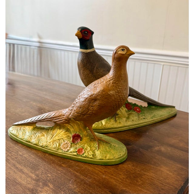 Late 20th Century Large Hand-Painted Pheasant Pair For Sale - Image 4 of 12