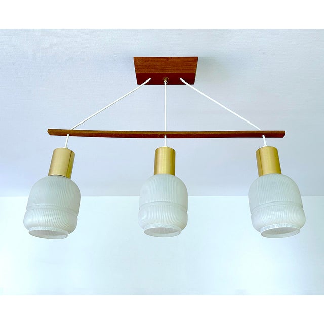 Danish Pendant Light in Glass and Teak, 1960s For Sale - Image 9 of 18