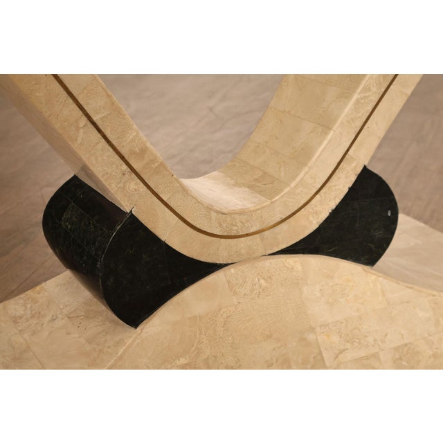 Postmodern Glass Top Travertine Console Table For Sale - Image 11 of 18
