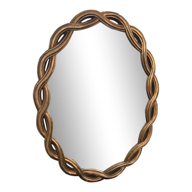 Hollywood Regency Braided Gold Leaf Oval Mirror Chairish