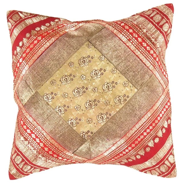 Asian 2000s Sari Silk Decorative Pillow Cover For Sale - Image 3 of 3