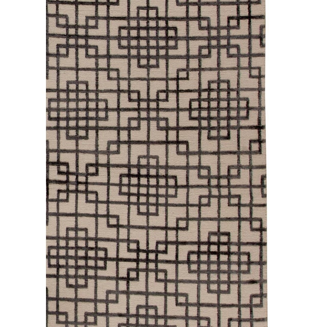 Textile Modern Geometric Tibetan Silk Rug in Art Deco Style by Doris Leslie Blau For Sale - Image 7 of 7