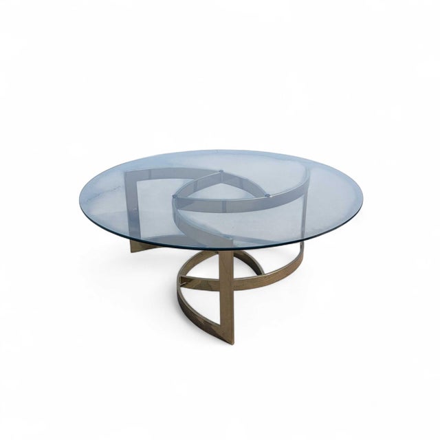 Mid 20th Century Brass and Glass Interlocking Geometric Coffee Table For Sale - Image 12 of 18