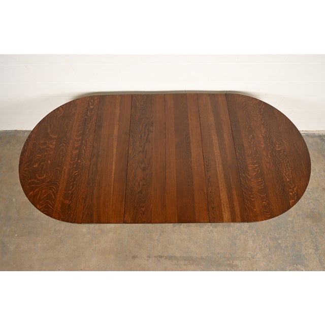 Brown Stickley Brothers Antique Mission Oak Arts & Crafts Barley Twist Extension Dining Table, Newly Refinished For Sale - Image 8 of 13