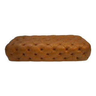 Vintage George Smith Button Tufted Leather Bench For Sale