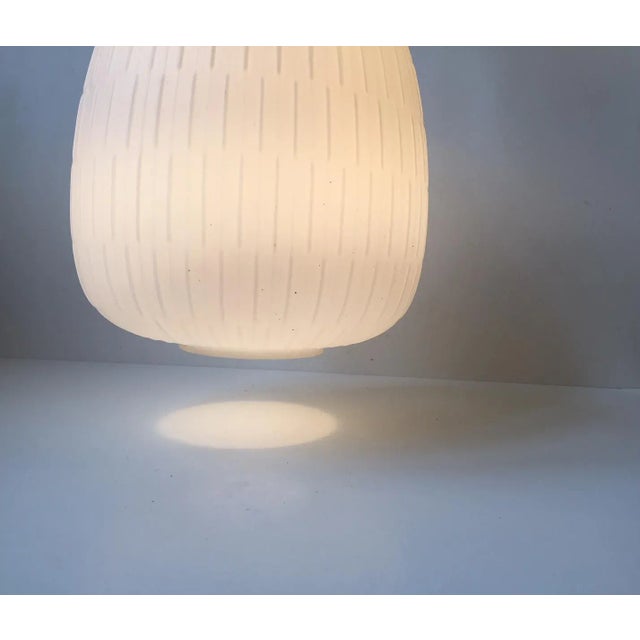 Reeded Glass & Brass Pendant Lamp, 1950s For Sale - Image 4 of 9