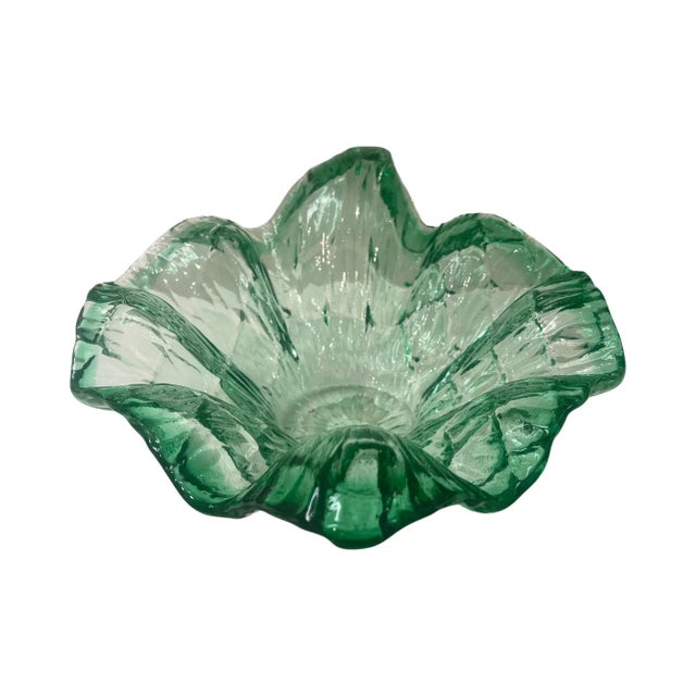 Mid-Century Modern Vintage Mid Century Modern Italian Italy Murano Glass Catch All Bowl Sea Green Teal For Sale - Image 3 of 7