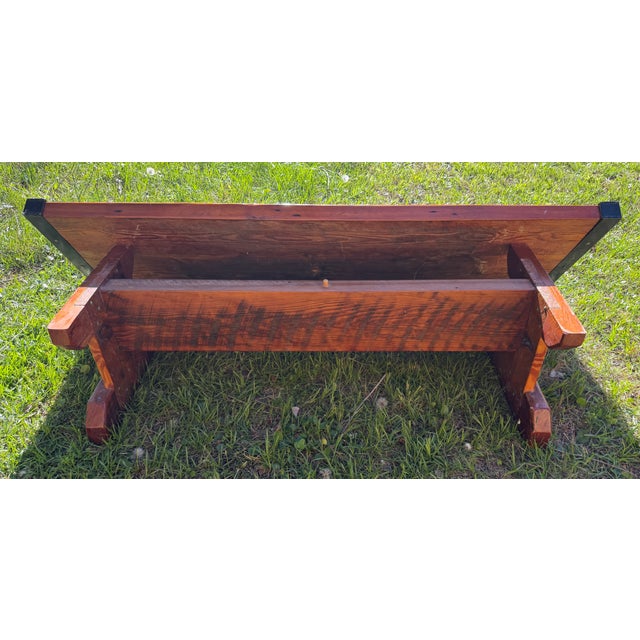 Wood Vintage 1940s World War 2 Liberty Ship Hatch Cover Coffee Table W/ Custom Built Trestle Base For Sale - Image 7 of 8
