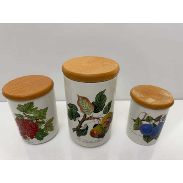 Portmeirion Canisters/Jars (3) Vintage The Teinton Squash Pear Large is 7 x 4.5” The Red Currant Med. is 5.25 x 4”...