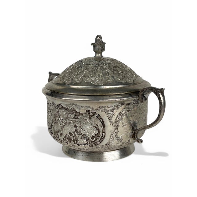 A Persian 84 Silver Handmade Sugar Bowl For Sale - Image 10 of 13