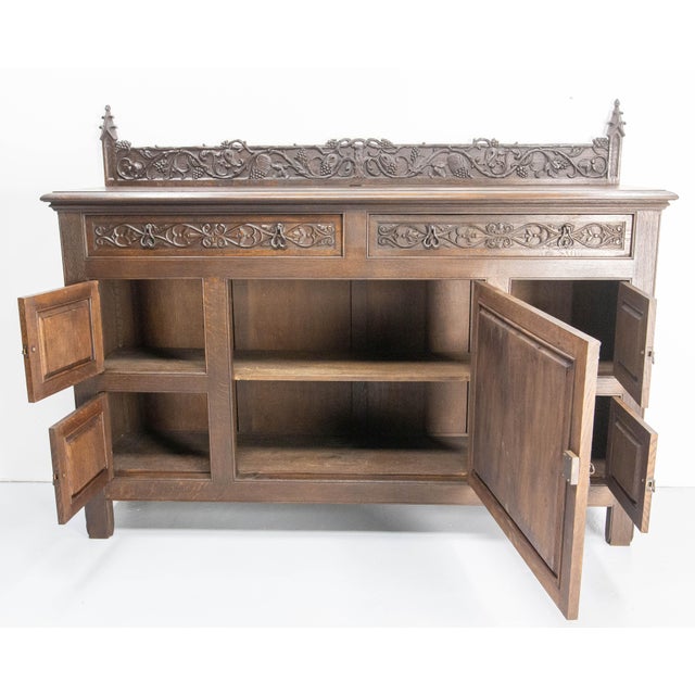 Wood French Oak & Wrought Iron Buffet, 1920s For Sale - Image 7 of 18