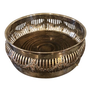 Antique 19th Century English Silverplate & Mahogany Wine Coaster For Sale