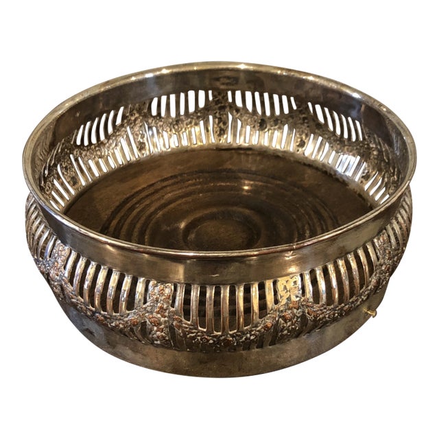 Antique 19th Century English Silverplate & Mahogany Wine Coaster For Sale