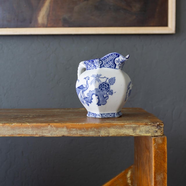 Chinoiserie 1920s English Wood and Sons Early Yuan Pattern Transferware Ceramic Creamer For Sale - Image 3 of 10