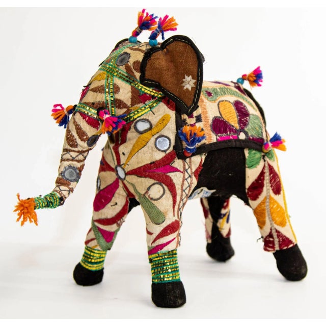 Vintage Raj Hand-Crafted Stuffed Cotton Embroidered Elephant, India, 1950 For Sale - Image 13 of 13