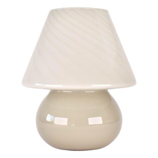 Mid 20th Century Mid Century Modern Venini Style Taupe Glass Mushroom Table Lamp For Sale