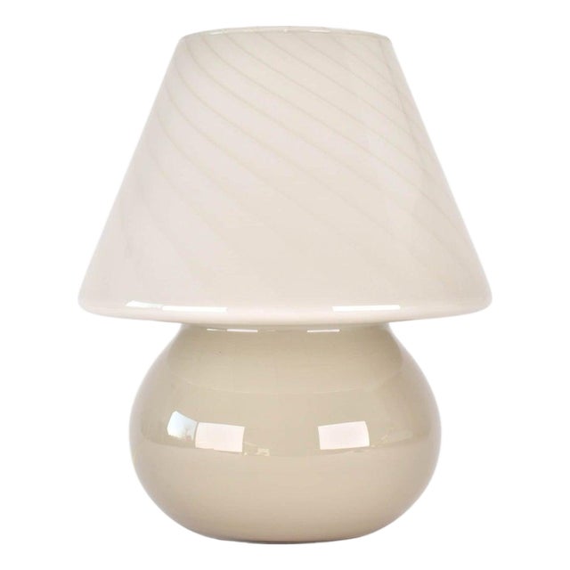 Mid 20th Century Mid Century Modern Venini Style Taupe Glass Mushroom Table Lamp For Sale