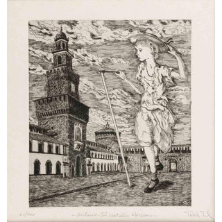 Amedeo Tedeschi Toschi, The Sforza Castle in Milan, 1990s, Etching For Sale