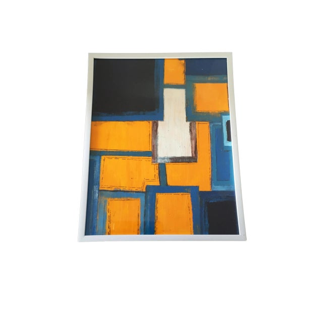 Abstract Acrylic on Paper Framed Abstract For Sale - Image 3 of 8